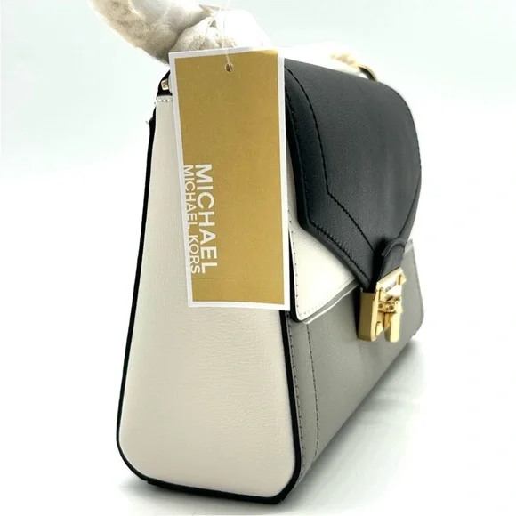 Michael Kors Kinsley Medium shoulder Flap Crossbody Bag Optic White Multi